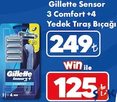 GİLLETTE SENSOR 3 COMFORT +4 YEDEK TIRAŞ BIÇAĞI indirimli fiyat GİLLETTE SENSOR 3 COMFORT +4 YEDEK TIRAŞ BIÇAĞI fiyat ve kampanya bilgisi